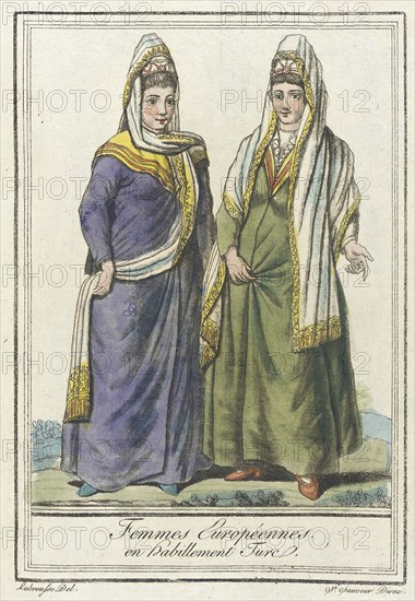 Costumes de Différents Pays, 'Femmes Européennes en Habillement Turc', c1797. Creators: Jacques Grasset de Saint-Sauveur, LF Labrousse.