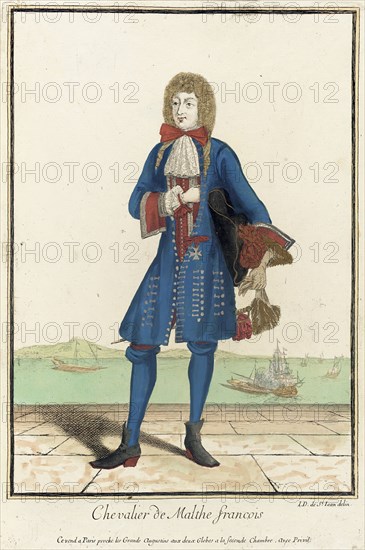 Recueil des modes de la cour de France, 'Chevalier de Malthe Francois', between c1678 and c1693. Creator: Jean de Dieu.