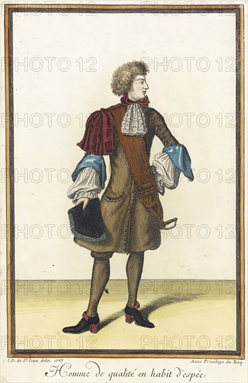 Recueil des modes de la cour de France, 'Homme de Qualité en Habit d'Espée', 1683. Creator: Jean de Dieu.