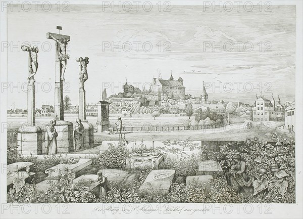 Die Burg von St. Johannis Kirchhof aus gesehen, 19th century. Creator: Johann Jakob Kirchner.