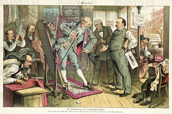 Cartoon from Puck, between 1880 and 1889. Creators: Joseph Keppler, Bernhard Gillam.