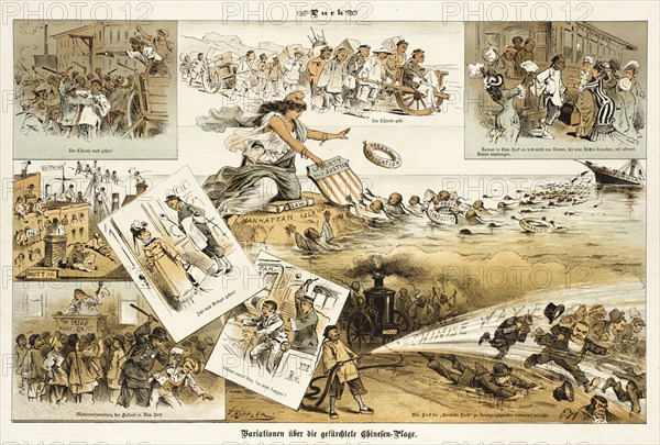 Cartoon from Puck, between 1880 and 1889. Creators: Joseph Keppler, Bernhard Gillam.