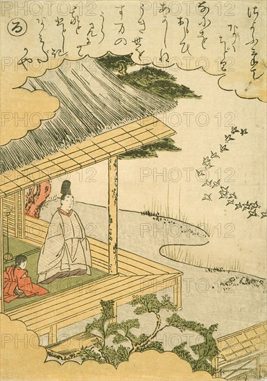 Narihira at the Sumida River Watching Capital Birds, c1766. Creator: Shunsho.