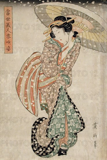 Modern Beauty in a Snowstorm, 19th century. Creator: Kikugawa Eizan.