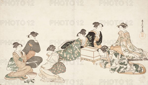 Image from album of poetry 'Haru no iro' (image 2 of 3), c1794. Creator: Kubo Shunman.