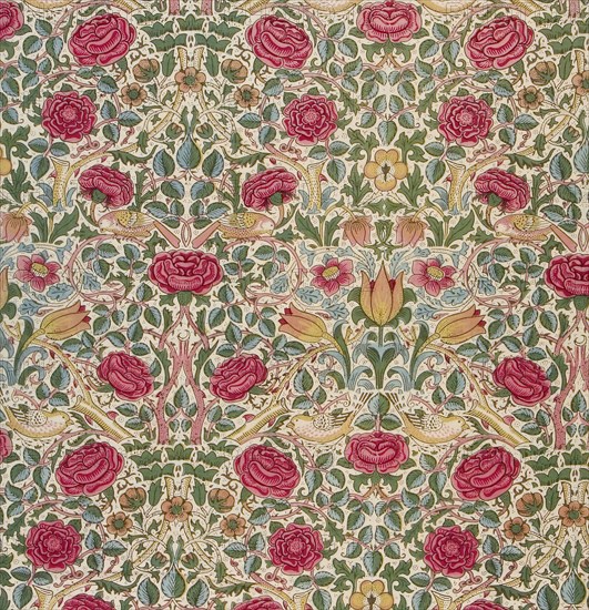 Textile, 'Rose', Designed 1883. Creator: William Morris.