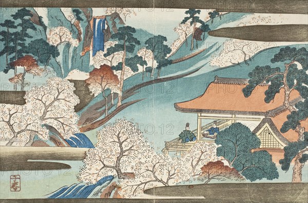 Flowers at the House of Waterfalls, mid 19th century. Creator: Takashima Chiharu.