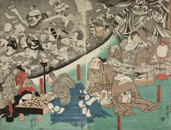 Warrior Minamoto Raiko and the Earth Spider (image 1 of 2), Mid 1840s. Creator: Utagawa Kuniyoshi.