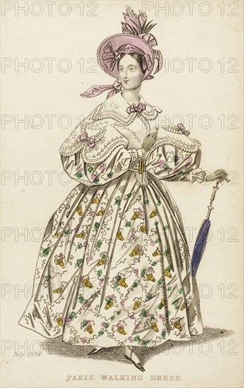 Fashion Plate (Paris Walking Dress), 1834. Creator: Unknown.