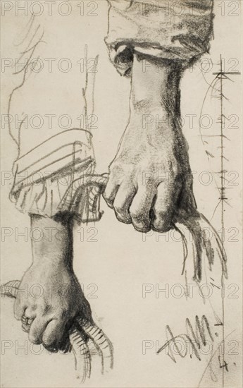 Two Studies of a Right Hand, 1884. Creator: Adolph Menzel.