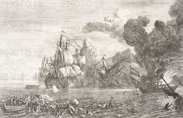 Naval Battle, 1753. Creator: Adriaen Manglard.