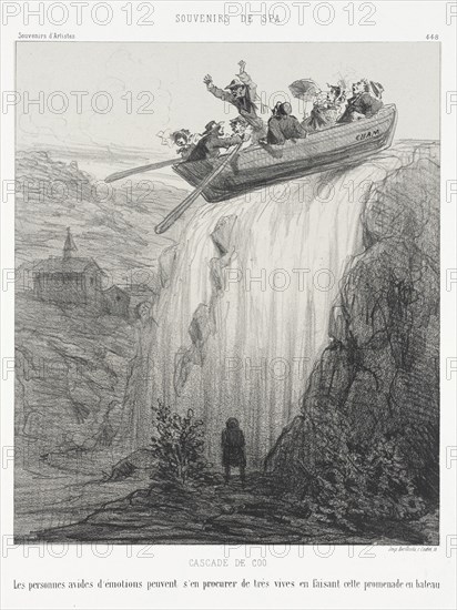 Cascade de Coo. Les personnes avides d'émotions peuvent s'en procurer de très vives..., 1872. Creator: Cham.