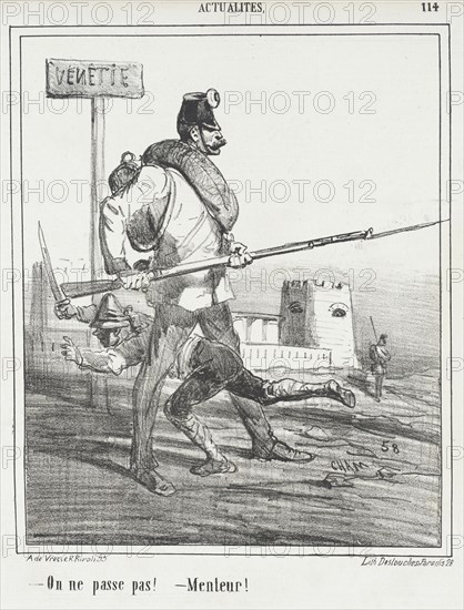 Venetie: On ne passe pas! -Menteur!, 1866. Creator: Cham.