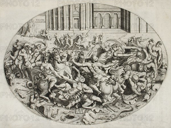Battle of the Amazons, 1543. Creator: Enea Vico.