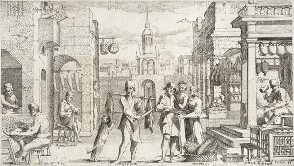Trades Practiced in Bologna, c1640. Creators: Francesco Curti, Agostino Parisini.