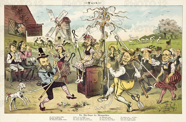 Cartoon from Puck, between 1880 and 1889. Creator: Frederick Burr Opper.