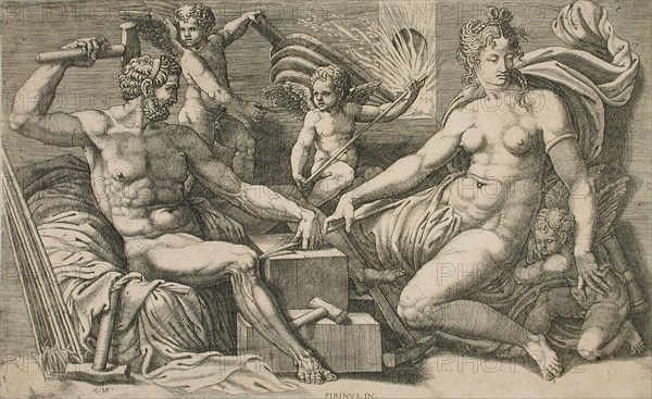 Venus and Vulcan at the Forge, mid-1550s. Creator: Giorgio Ghisi.