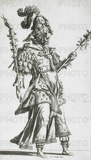 A Masked Torch Bearer, between c1550 and c1575. Creator: Rene Boyvin.