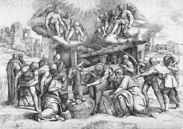 The Adoration of the Shepherds, between 1530 and 1560. Creator: Battista Franco Veneziano.