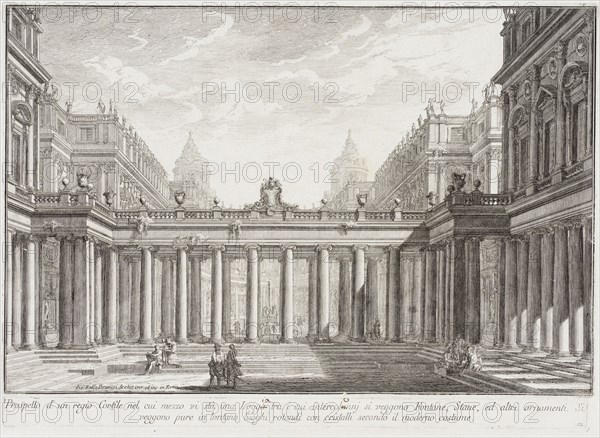 Courtyard Surrounded by Porticoes, c1743. Creator: Giovanni Battista Piranesi.