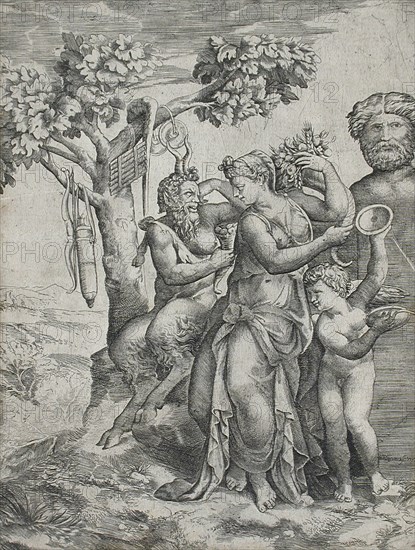 Pomona and Pan, 1550s. Creator: Giulio Bonasone.