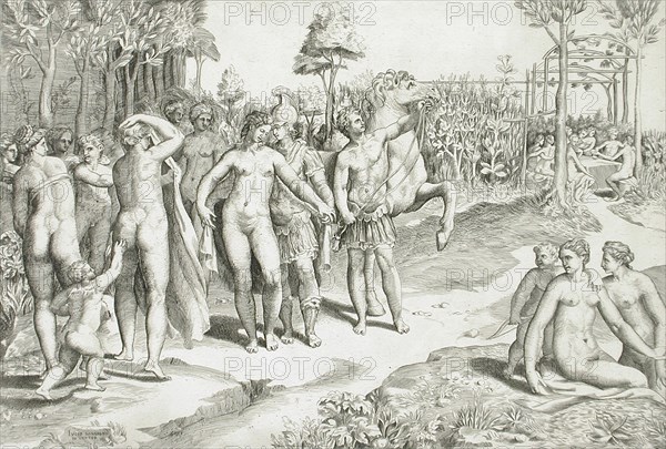 Ruggero in the Garden of Alcina, c1545. Creator: Giulio Bonasone.