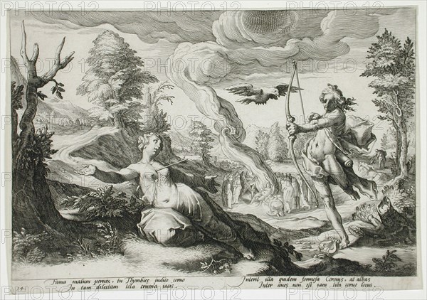 Apollo Killing Coronis, published 1590. Creator: Hendrik Goltzius.