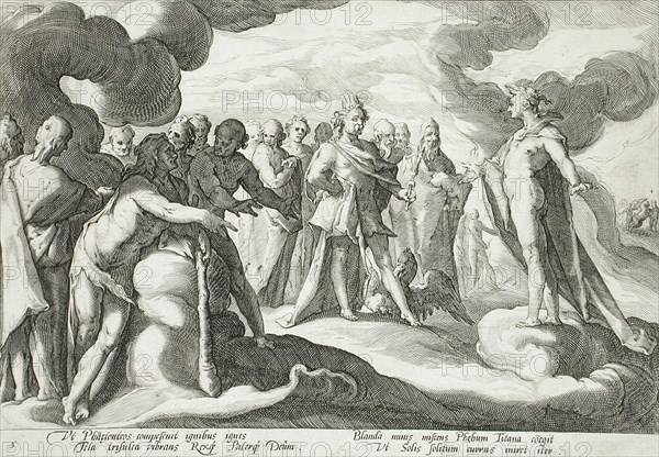 Jupiter and the Other Gods Asking Helios to Resume Control of the Chariot, published 1590. Creator: Hendrik Goltzius.