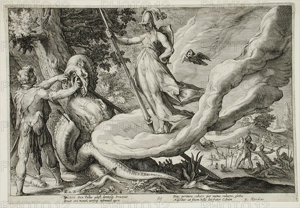 Cadmus Sows the Dragon's Teeth Which Turn into Armed Men, published 1615. Creator: Hendrik Goltzius.
