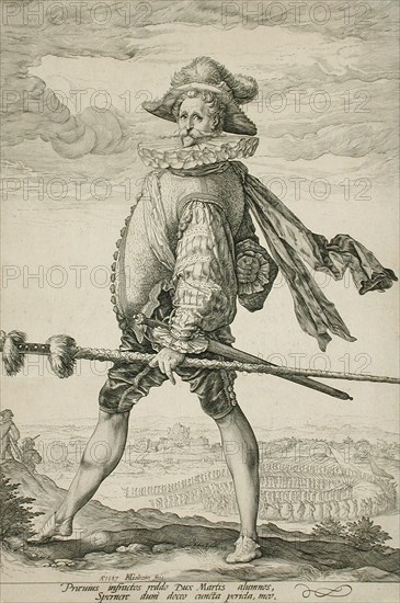 The Captain of the Infantry Marching to the Left, 1587. Creator: Hendrik Goltzius.