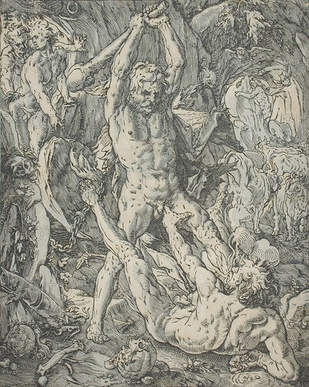 Hercules and Cacus, 1588. Creator: Hendrik Goltzius.