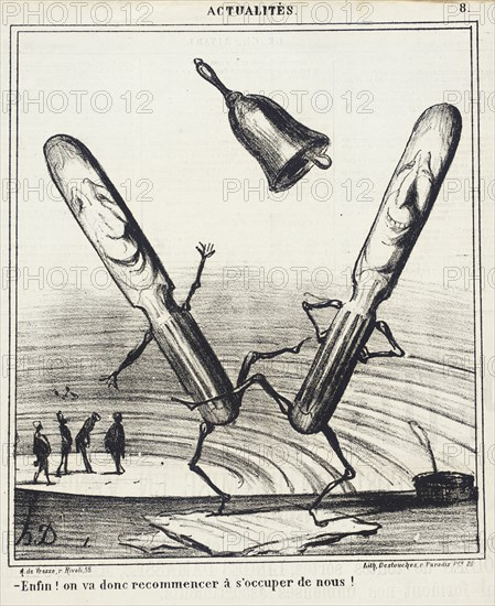 Enfin! On va donc recommencer à s'occuper de nous!, 1869. Creator: Honore Daumier.