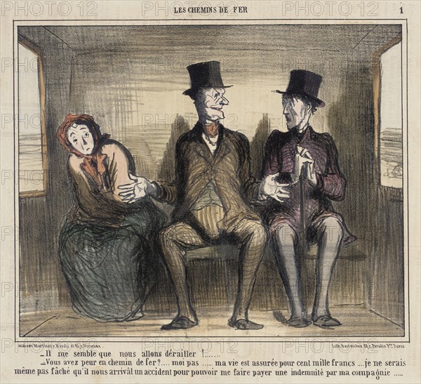 Il me semble que nous allons dérailler.., 1857. Creator: Honore Daumier.