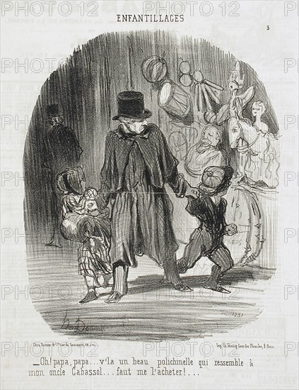 Oh! Papa, Papa...v'là un beau polichenelle.., 1851. Creator: Honore Daumier.