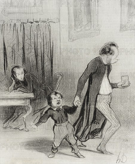 Satáne piallard d'enfant va!...laisse moi donc composer en paix mon ode..., 1844. Creator: Honore Daumier.