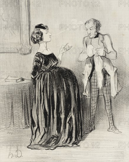 Dis donc...mon mari...j'ai bien envie d'appeler mon drame.., 1844. Creator: Honore Daumier.