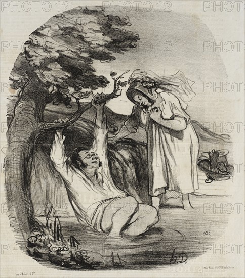 Une Imitation bourgeois du Zéphir de Prudhon, 1847. Creator: Honore Daumier.