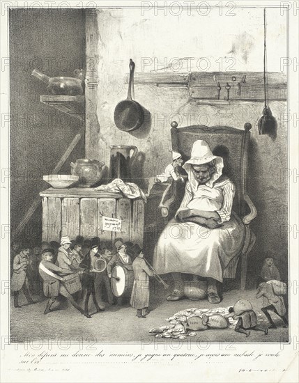 Mon défunt me donne des numéros.., 1833 Creator: Honore Daumier.