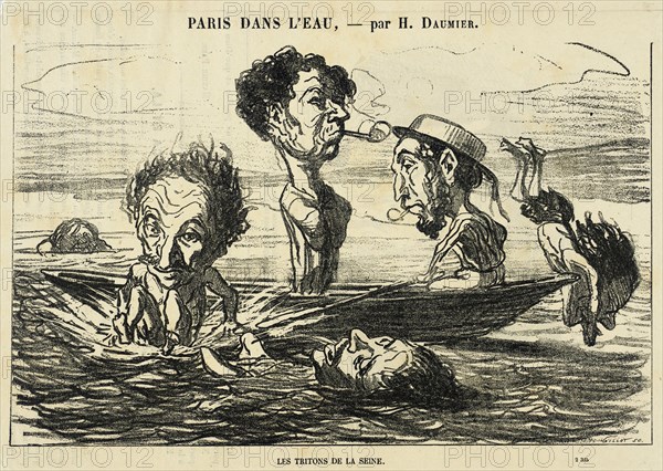 Les Tritons de la Seine, 1864. Creator: Honore Daumier.