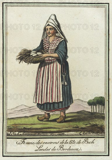 Costumes de Différent Pays, 'Femme des Environs de la Tête de Buch Landes de Bordeaux', c1797. Creator: Jacques Grasset de Saint-Sauveur.