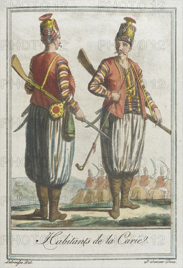 Costumes de Différents Pays, 'Habitants de la Carie', c1797. Creator: Jacques Grasset de Saint-Sauveur.