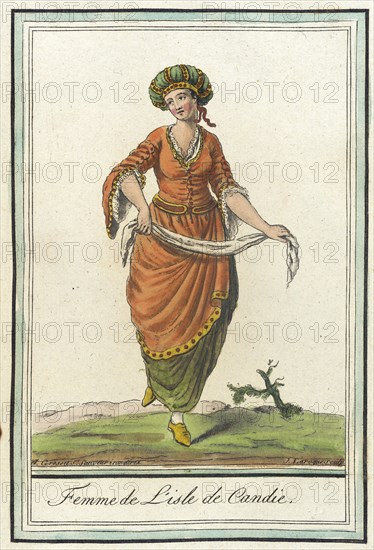 Costumes de Différents Pays, 'Femme de l'Isle de Candie', c1797. Creator: Jacques Grasset de Saint-Sauveur.