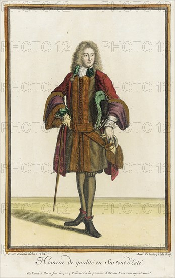 Recueil des modes de la cour de France, 'Homme de Qualité en Surtout d'Esté', 1684. Creator: Jean de Dieu.