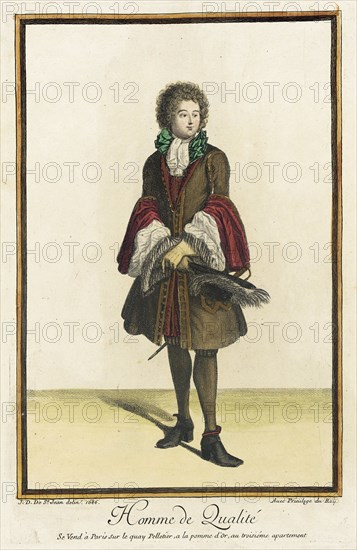 Recueil des modes de la cour de France, 'Homme de Qualité' (image 1 of 2), 1686. Creator: Jean de Dieu.