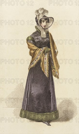 Fashion Plate (Walking Dress), 1821. Creator: John Bell.