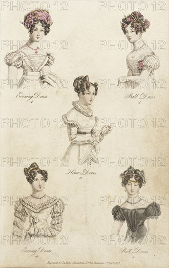 Fashion Plate (La Belle Assemblée), 1822. Creator: John Bell.