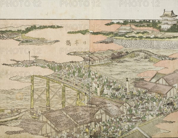 Nihonbashi, c1802. Creator: Hokusai.