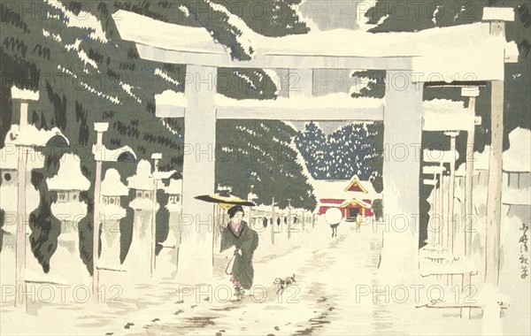 Heavy Snow at Toshogu Shrine in Ueno, 1879. Creator: Kobayashi Kiyochika.