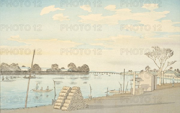 Fujimi Ferry, the River Okawa, 1880. Creator: Kobayashi Kiyochika.