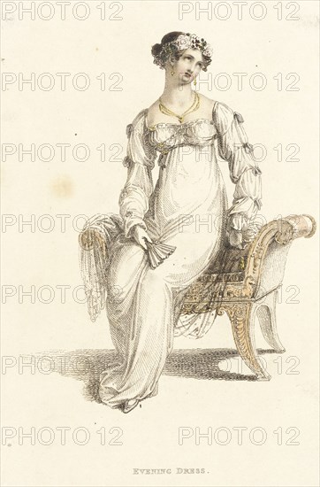 Fashion Plate (Evening Dress), 1812. Creator: Rudolph Ackermann.